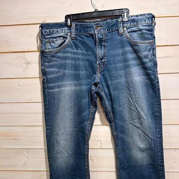 Silver Jeans Men's Denim ZAC Relaxed Fit Straight Leg Blue Jeans 42x32 - Picture 1 of 3